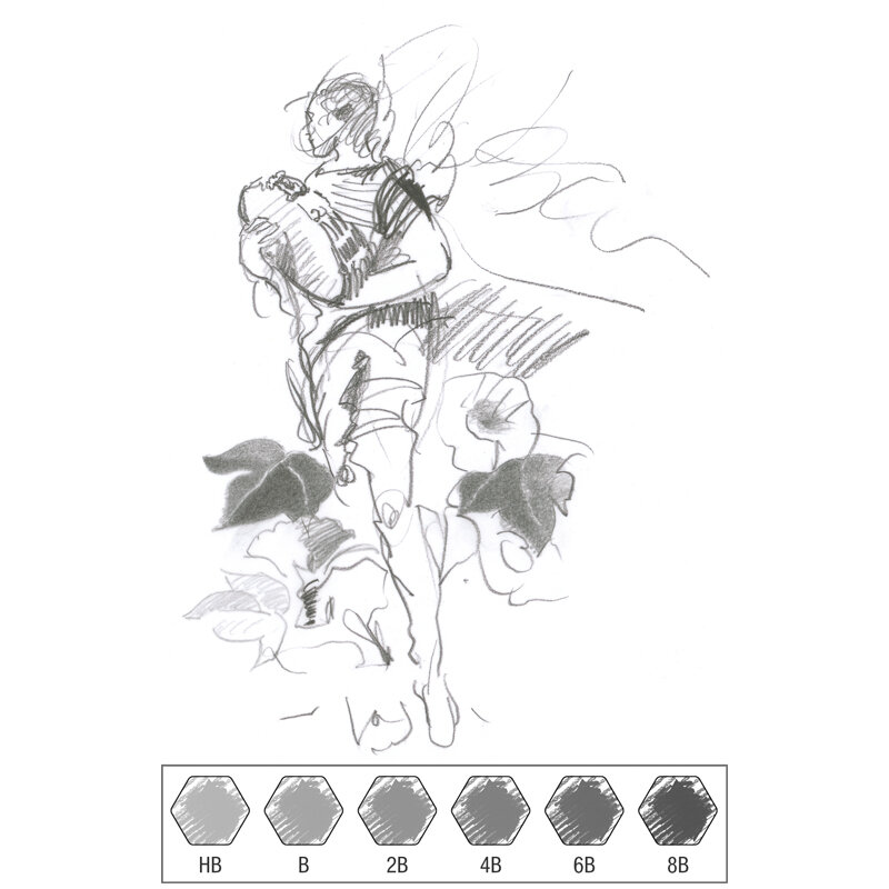 Набор карандашей ч/г Faber-Castell "Castell 9000", 06шт., HB-8B, заточен., метал. кор.