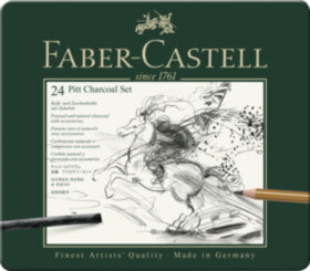 Набор угля и угольных карандашей Faber-Castell &quot;Pitt Charcoal&quot; 24 предмета, метал. кор.