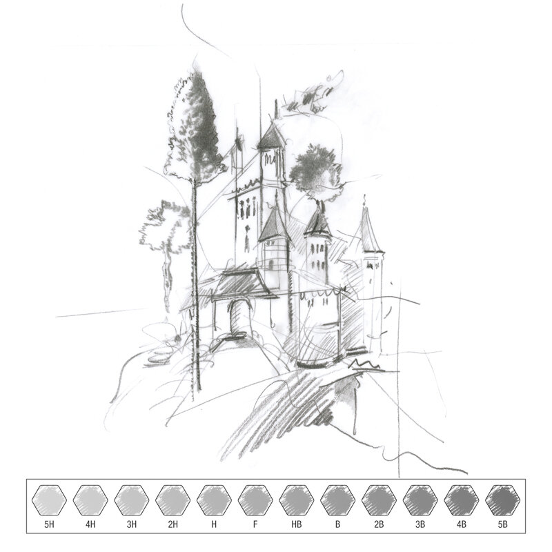 Набор карандашей ч/г Faber-Castell "Castell 9000 Design Set", 12шт., 5H-5B, заточен., метал. кор.