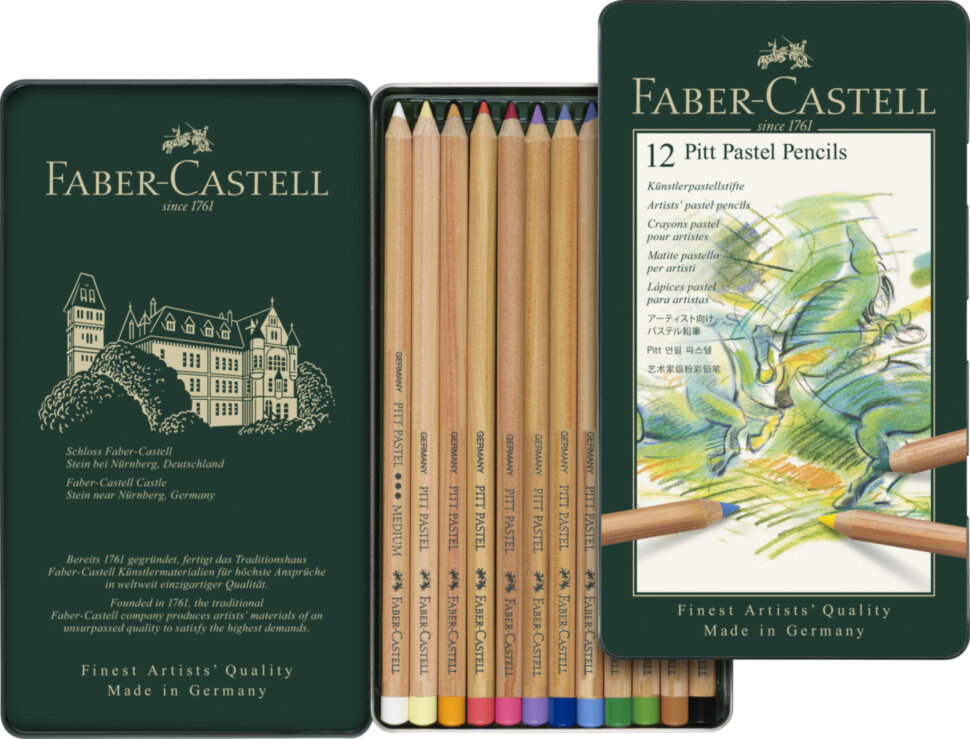 Пастельные карандаши Faber-Castell "Pitt Pastel" 12цв., метал. коробка