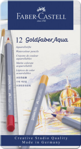 Карандаши акварельные художественные Faber-Castell &quot;Goldfaber Aqua&quot;, 12цв, метал. коробка