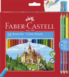 Карандаши цветные Faber-Castell, 24цв.+4, заточен., картон, европодвес, с точилкой