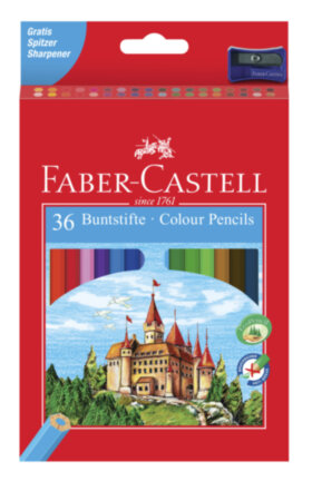 Карандаши цветные Faber-Castell, 36цв., заточен., картон, европодвес